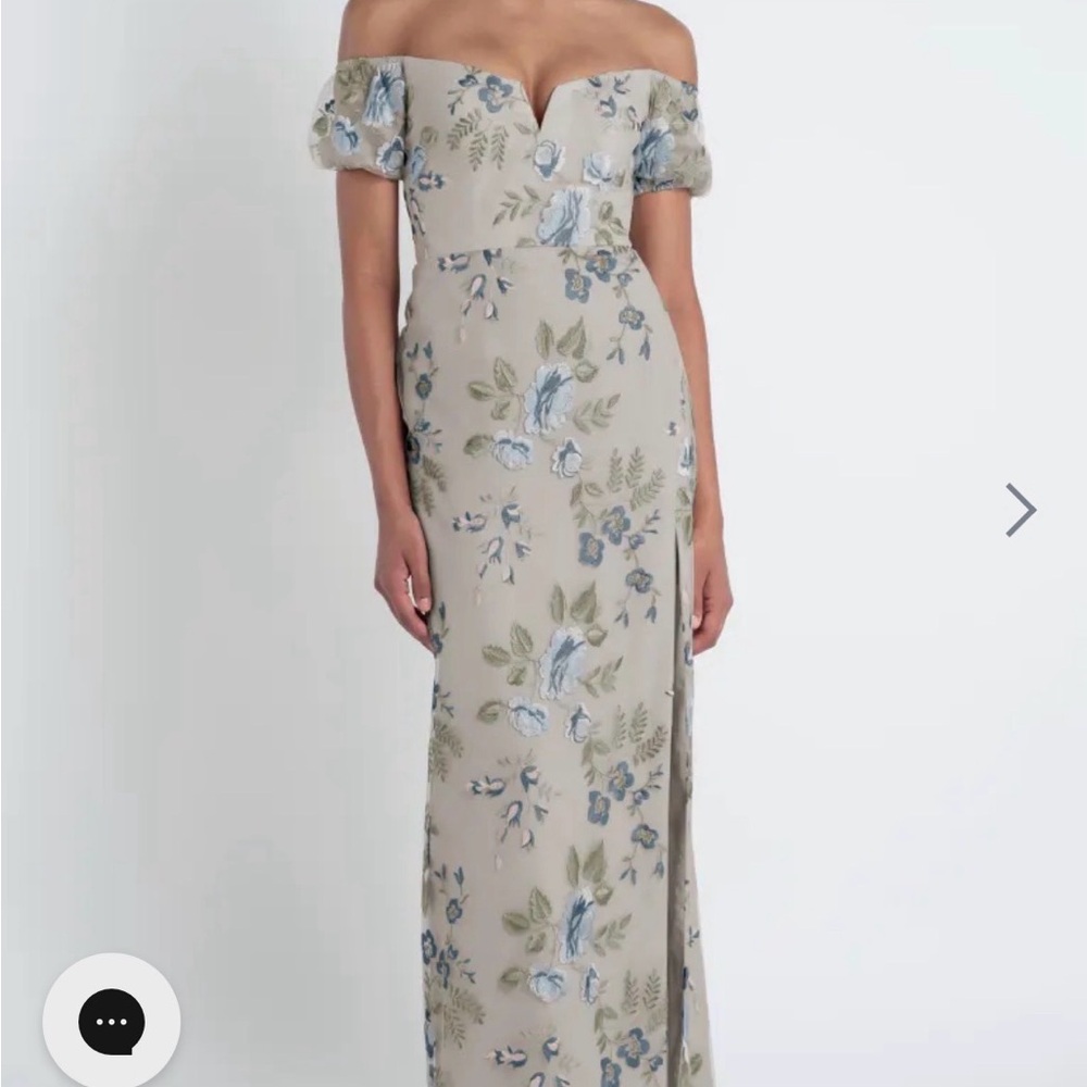 Jenny Yoo Blue Agate Embroidered Lynette Dress